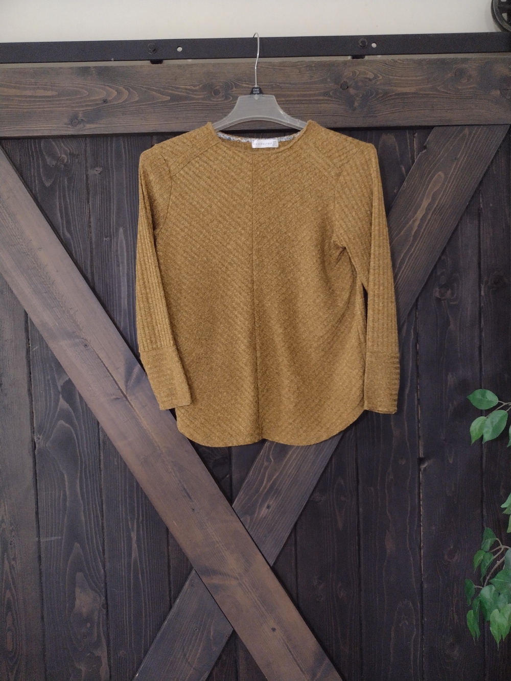Retrelogy Textured Crewneck Women's Tunic Carmel Color Size Medium